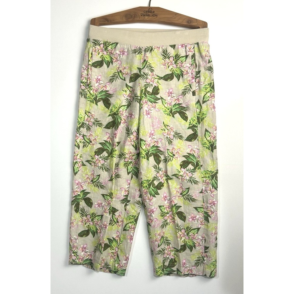 J Jill 100% Linen Capri Pant Resort Core Coastal Grandma Vaca Florida Size XS/S